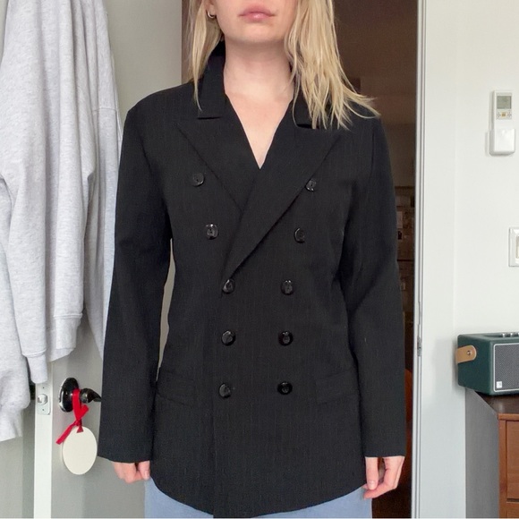 dress savvy Jackets & Blazers - Vintage Women's Black Double-Breasted Jacket Top